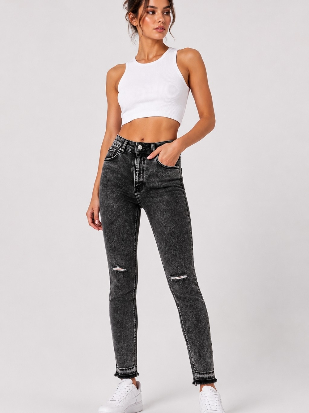 Zara Premium High-Rise Distressed Denim Collection Womens Size 6